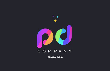pd p d  colored rainbow creative colors alphabet letter logo icon