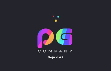 pg p g  colored rainbow creative colors alphabet letter logo icon