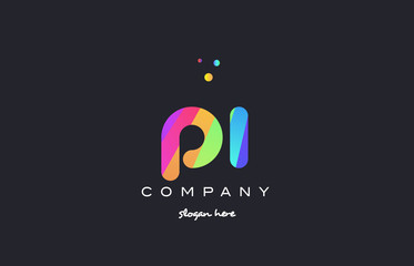 pi p i  colored rainbow creative colors alphabet letter logo icon - obrazy, fototapety, plakaty