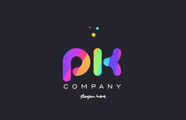 pk p k  colored rainbow creative colors alphabet letter logo icon - obrazy, fototapety, plakaty