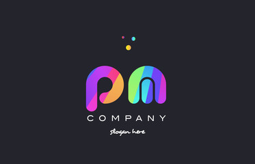 pm p l  colored rainbow creative colors alphabet letter logo icon