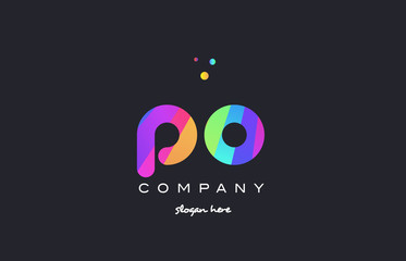 po p o  colored rainbow creative colors alphabet letter logo icon