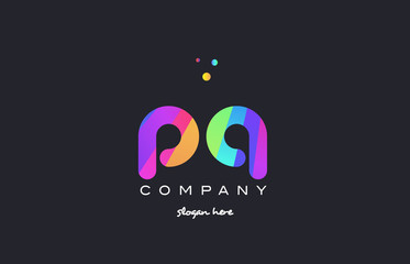 pq p q  colored rainbow creative colors alphabet letter logo icon
