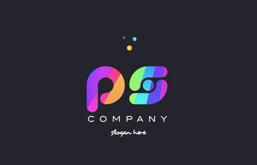 ps p s  colored rainbow creative colors alphabet letter logo icon