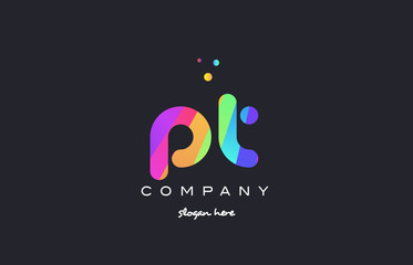 pt p t  colored rainbow creative colors alphabet letter logo icon