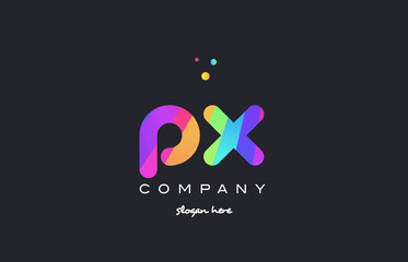 px p x  colored rainbow creative colors alphabet letter logo icon