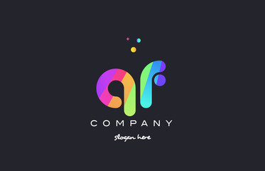 Fototapeta na wymiar qf q f colored rainbow creative colors alphabet letter logo icon