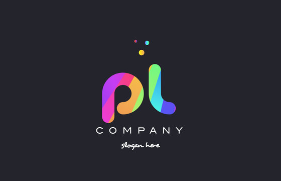 pl p l  colored rainbow creative colors alphabet letter logo icon