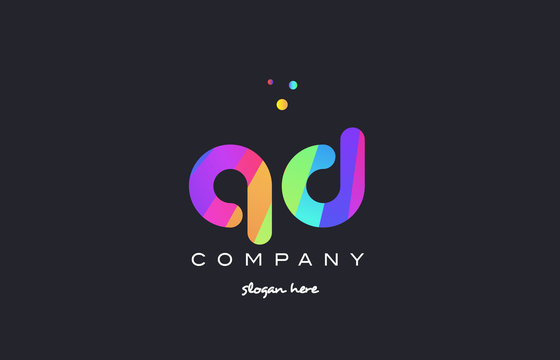 qd q d  colored rainbow creative colors alphabet letter logo icon