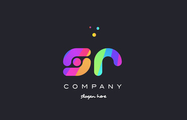 sr s r  colored rainbow creative colors alphabet letter logo icon