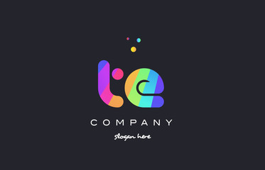 te t e  colored rainbow creative colors alphabet letter logo icon