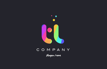 tl t l  colored rainbow creative colors alphabet letter logo icon