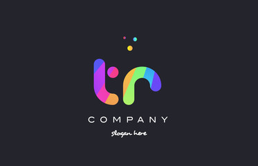 tr t r  colored rainbow creative colors alphabet letter logo icon