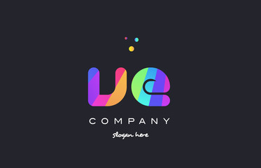 ve v e  colored rainbow creative colors alphabet letter logo icon