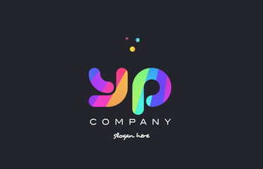 Fototapeta na wymiar yp y p colored rainbow creative colors alphabet letter logo icon