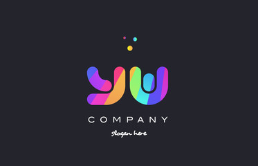 yw y w  colored rainbow creative colors alphabet letter logo icon