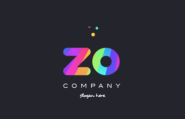 zo z o  colored rainbow creative colors alphabet letter logo icon