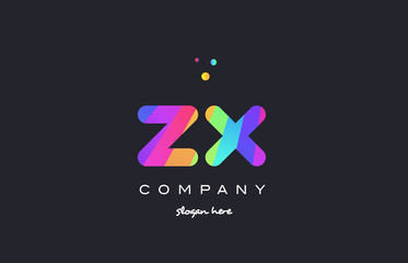 zx z x  colored rainbow creative colors alphabet letter logo icon