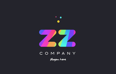 Fototapeta na wymiar zz z colored rainbow creative colors alphabet letter logo icon