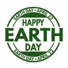 Happy Earth Day sign or stamp