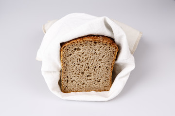 Home made cereal bread on white