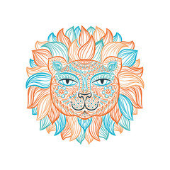 Vector illustration. Lion.
Color image of a lion head on a white background. Can be used for logo, tattoo, horoscopes, T-shirt graphic, etc. vector