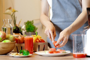 Obraz na płótnie Canvas Freshly squeezed vegetable juices Fresh watermelon juice