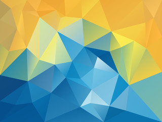 vector abstract irregular polygon background with a triangle pattern in sunny holiday blue yellow color