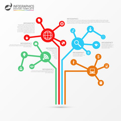 Infographic template. Abstract technology tree concept. Vector