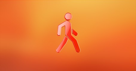Walking Man on Crosswalk Red 3d Icon
