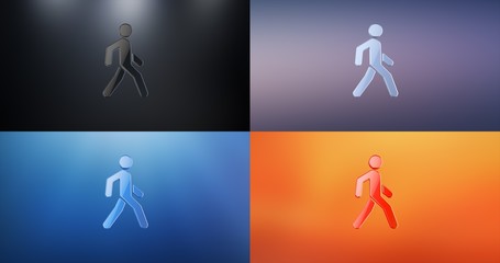 Walking Man on Crosswalk S 3d Icon