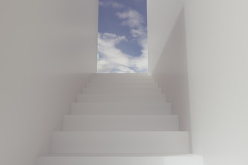 3d rendering of stairs against blue sky