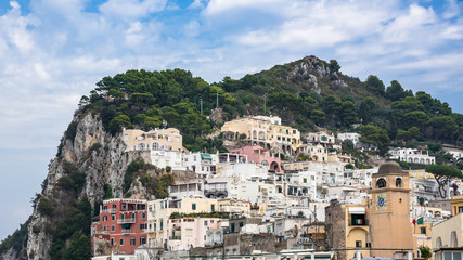 Fototapeta na wymiar Panoramic view of buildings on Capri Island