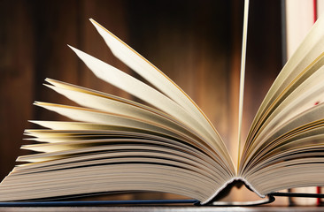 Composition with hardcover books