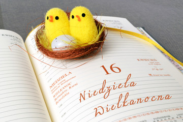 Niedziela Wielkanocna w kalendarzu. 17 kwietnia. Żółte pisklaki.