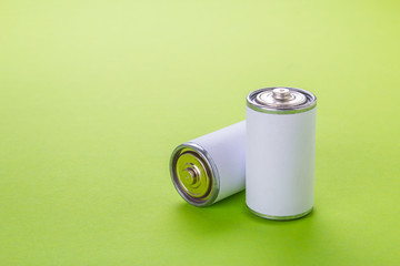 Charged or discharged batteries with empty space for text