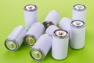 Charged or discharged batteries with empty space for text