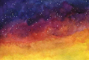 Tło Watercor Przestrzeń, mgławica, noc Star sky Na plakaty, banery, projektowanie stron internetowych - 143832911