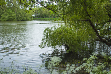 Fototapeta na wymiar Ypres barricades giant lake at the park