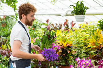 Professional male florist at his garden center