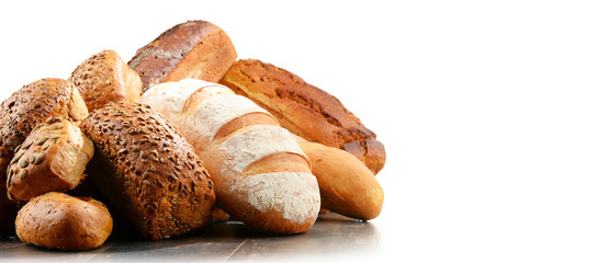 Composition with assorted baking products isolated on white
