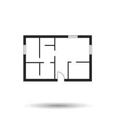 House plan simple flat icon. Vector illustration on white background.