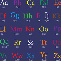 Cute and colorful childish hand drawn English alphabet. Suited for children's birthday invitation or other fun design.