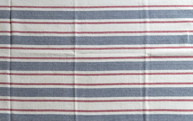 Striped white kitchen towel with blue and red Texture