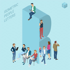 Isometric letters with people