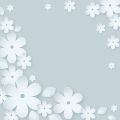 Fototapeta na wymiar Paper flower background. Vector illustration on light gray blue