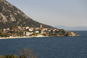 Fototapeta na wymiar Gradac tourist village on Makarska riviera on Adriatic coast under Biokovo mountain