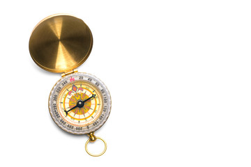 Pocket compass isolated on white background