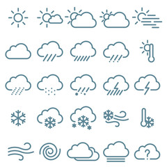 Thin line weather icon  set.