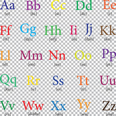 Cute and colorful childish hand drawn English alphabet. Suited for children's birthday invitation or other fun design.
